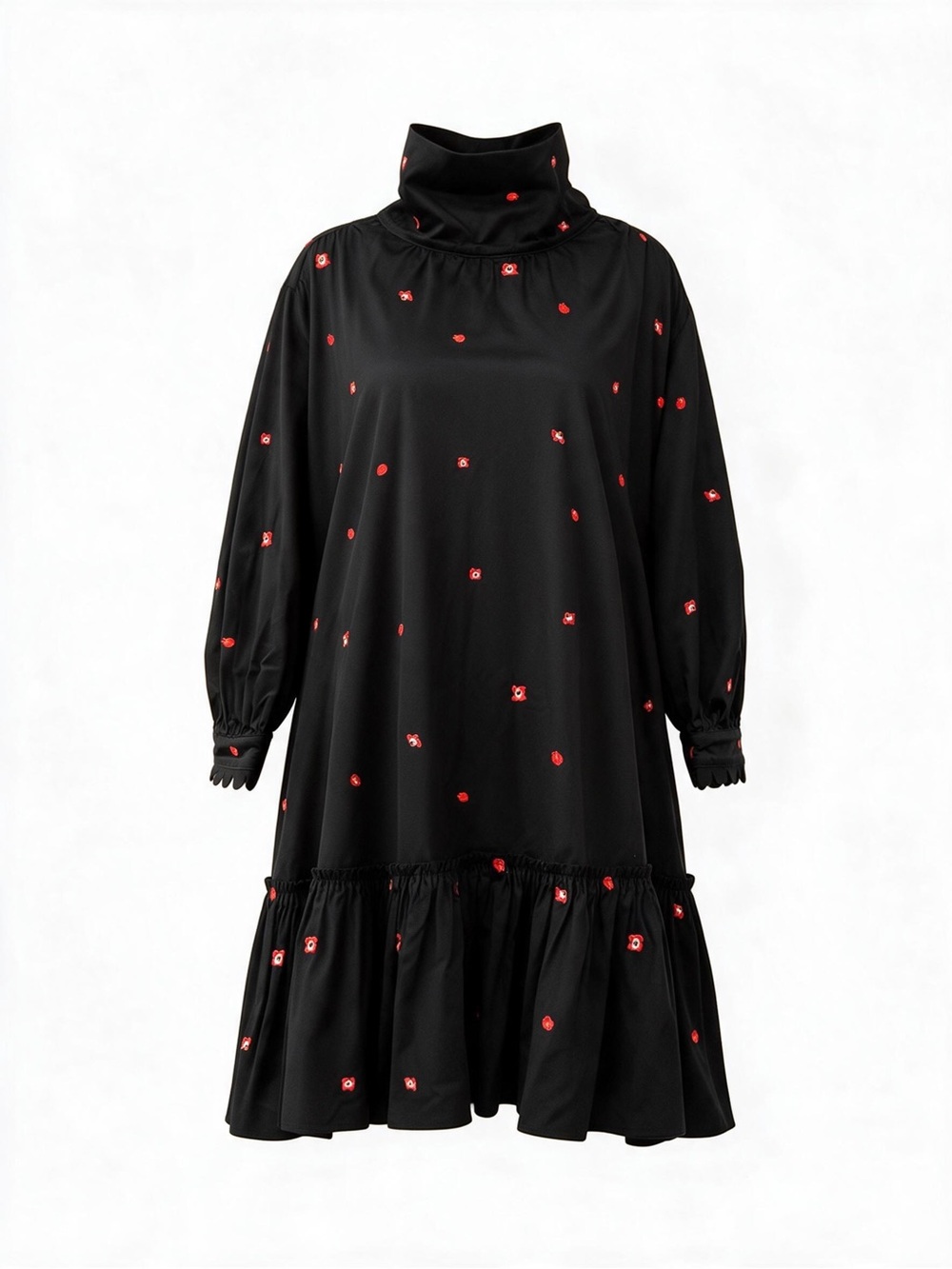Agua by Agua Bendita Hibisco Embroidered Cotton Mini Dress Floral Black Size XL